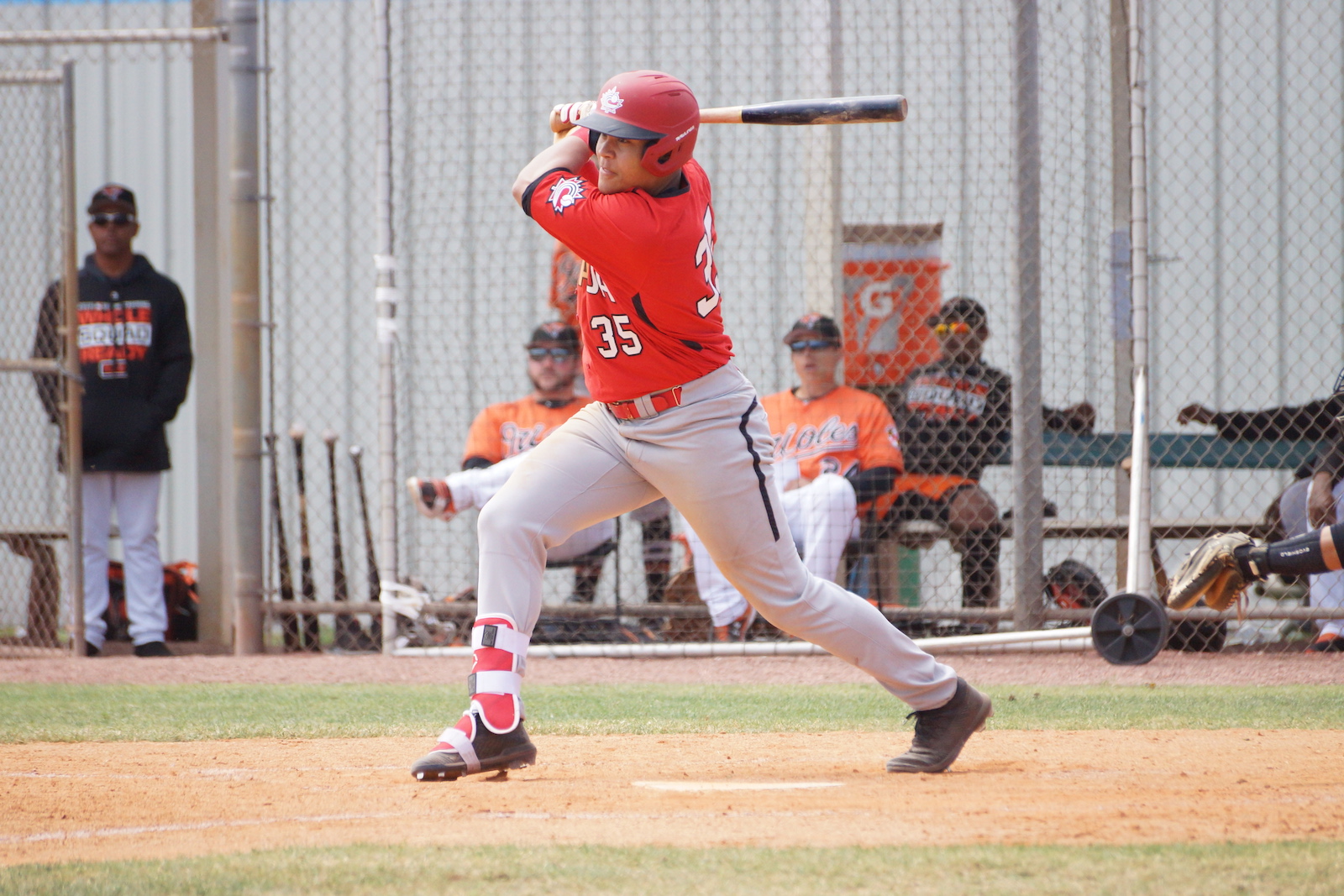 Toronto Mets alum Noel McGarry-Doyle (Maple, Ont.) had two hits, including a double, and an RBI for the Junior National Team on Monday. Photo: Eddie Michels