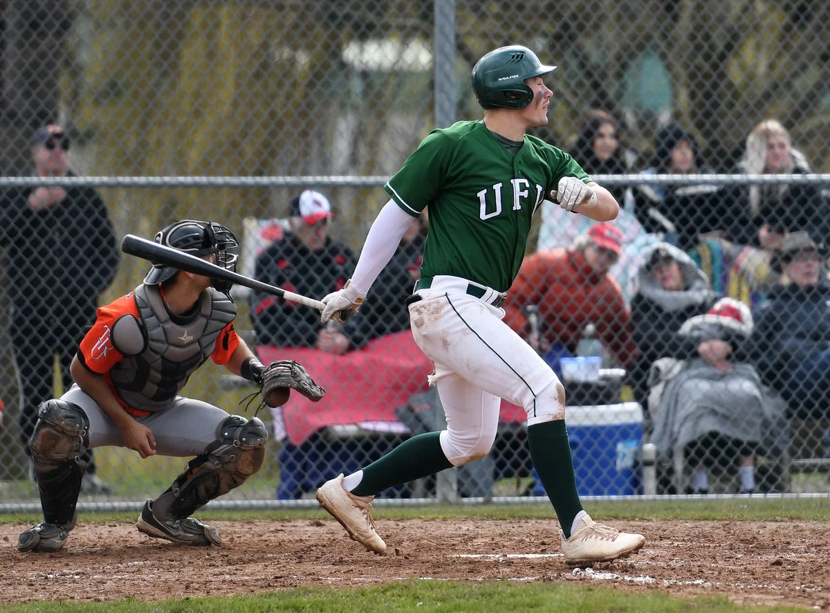 Kamloops River Dogs alum Kyle Pouncy (Kamloops, B.C.) went 4-for-10 for Northland College. Photo: Twitter.