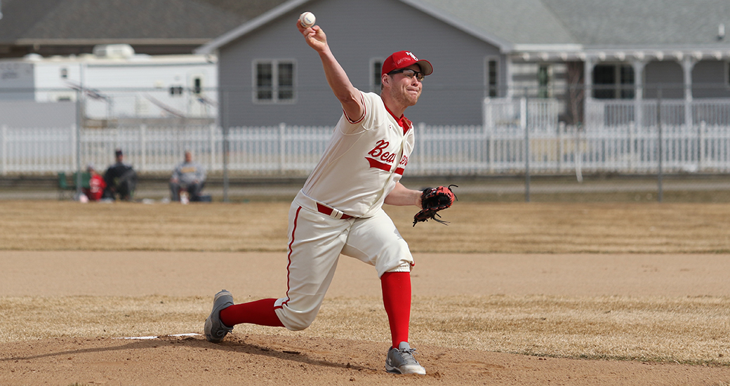 Vauxhall Academy grad Reilly O’Rourke (Sydney, N.S.) hurled five scoreless innings for the Minot State Beavers. Photo: Minot State Athletics