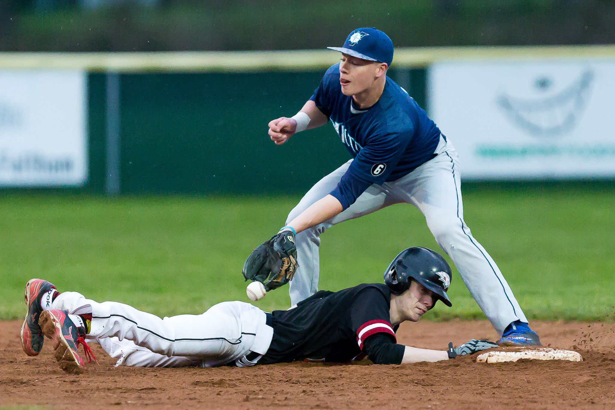 Victoria Eagles alum Brody Stark (Victoria, B.C.), shown sliding back into the base in this photo, had two home runs and a 2.100 OPS for Lake Region State this past week. Photo: Christian J. Stewart/ISN