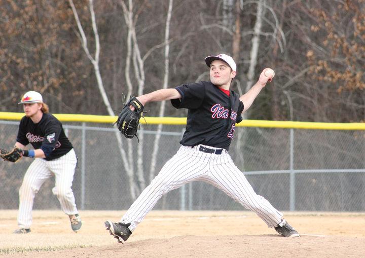 Regina Mets grad Colin Gudereit (Regina, Sask.) hurled a scoreless inning for the University of Mary Marauders. Photo: Kyle Nelson, Grand Rapids Herald Review