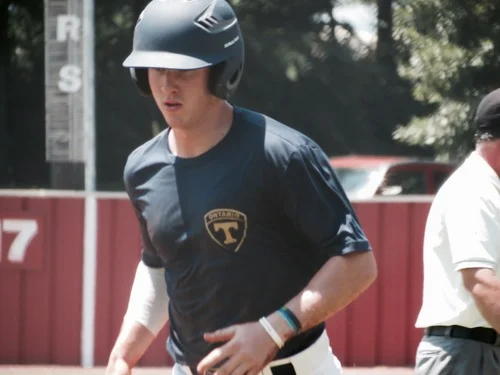 Ontario Terriers alum Jack Omstead (Etobicoke, Ont.) went 6-for-9 (.667 batting average) with two runs and four RBIs in four games for DePauw. Photo: Tyler King.