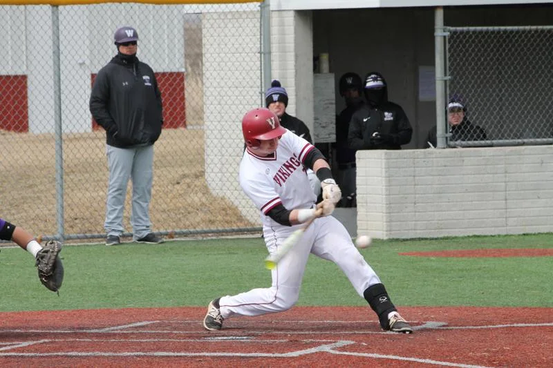 Elmwood Giants alum Aiden Brook (Oarbank, Man.), who has starred for Valley City State this year, was named the catcher on the NSAA All-Conference Second Team this past week. He has six hits and seven RBIs in his last five games. Photo: Valley City State Athletics