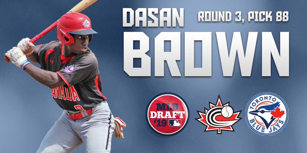 Ontario Blue Jays and Junior National Team member Dasan Brown (Oakville, Ont.) became the first Canadian selected in the 2019 MLB Draft when the Toronto Blue Jays chose him in the third round. Photo: Baseball Canada