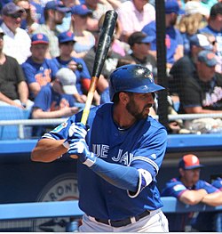 Former Toronto Blue Jay Chris Colabello, who retired on June 17 after beginning this season with the Atlantic League’s Sugarland Skeeters, is coming out of his short-lived retirement to play with the independent American Association’s Kansas City T-Bones. Photo: Wikipedia
