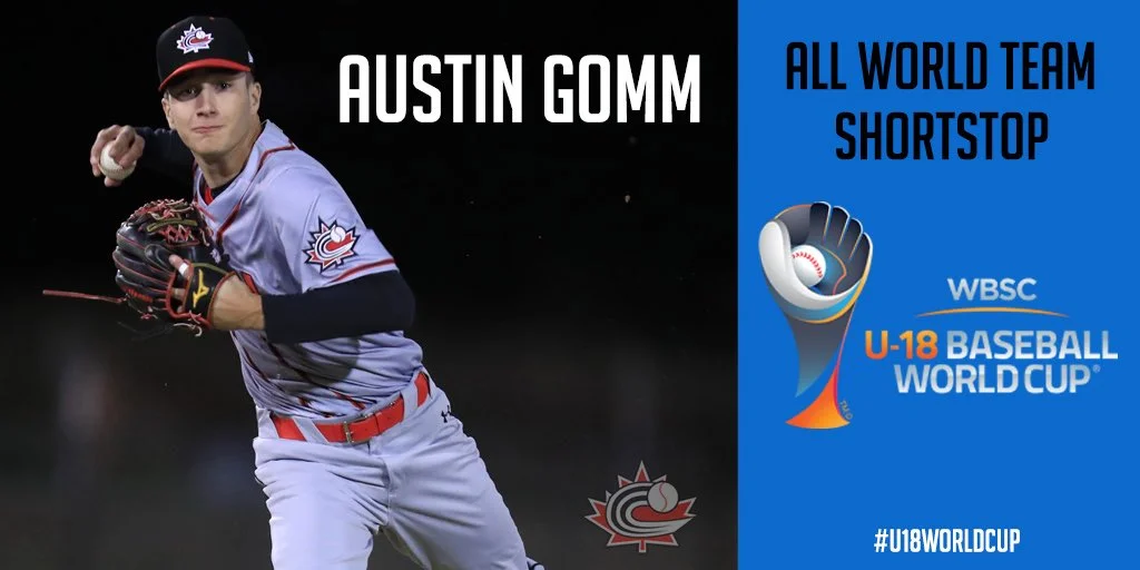 Ontario Terriers infielder Austin Gomm (Mississauga, Ont.) was named shortstop on the All-World Team at the WBSC U-18 Baseball World Cup. Photo: Baseball Canada