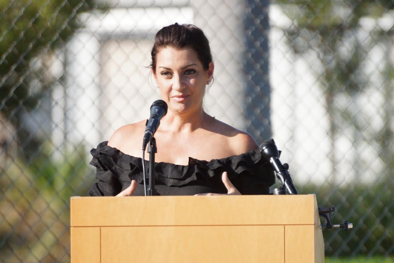 Brandy Halladay, wife of the late HOFer, followed up her impressive speech on induction day in Cooperstown taking a turn at the mike in Clearwater.