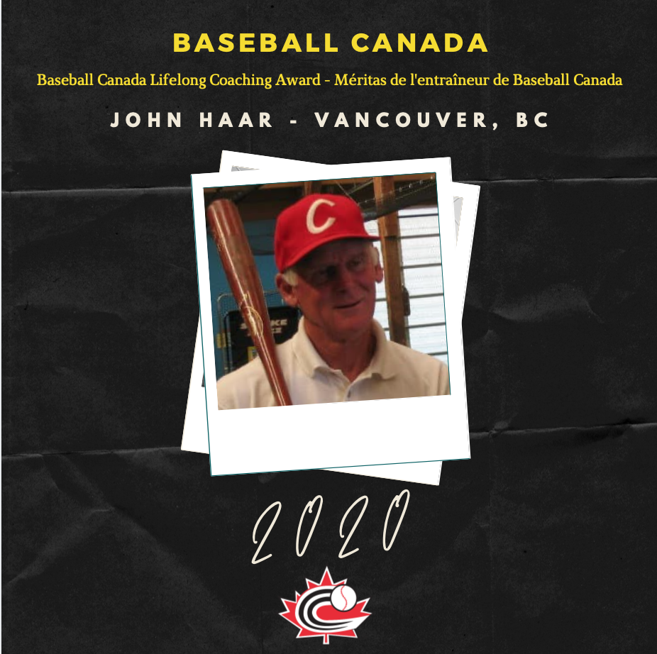 Baseball Canada honours John Haar with Lifelong Coaching Award