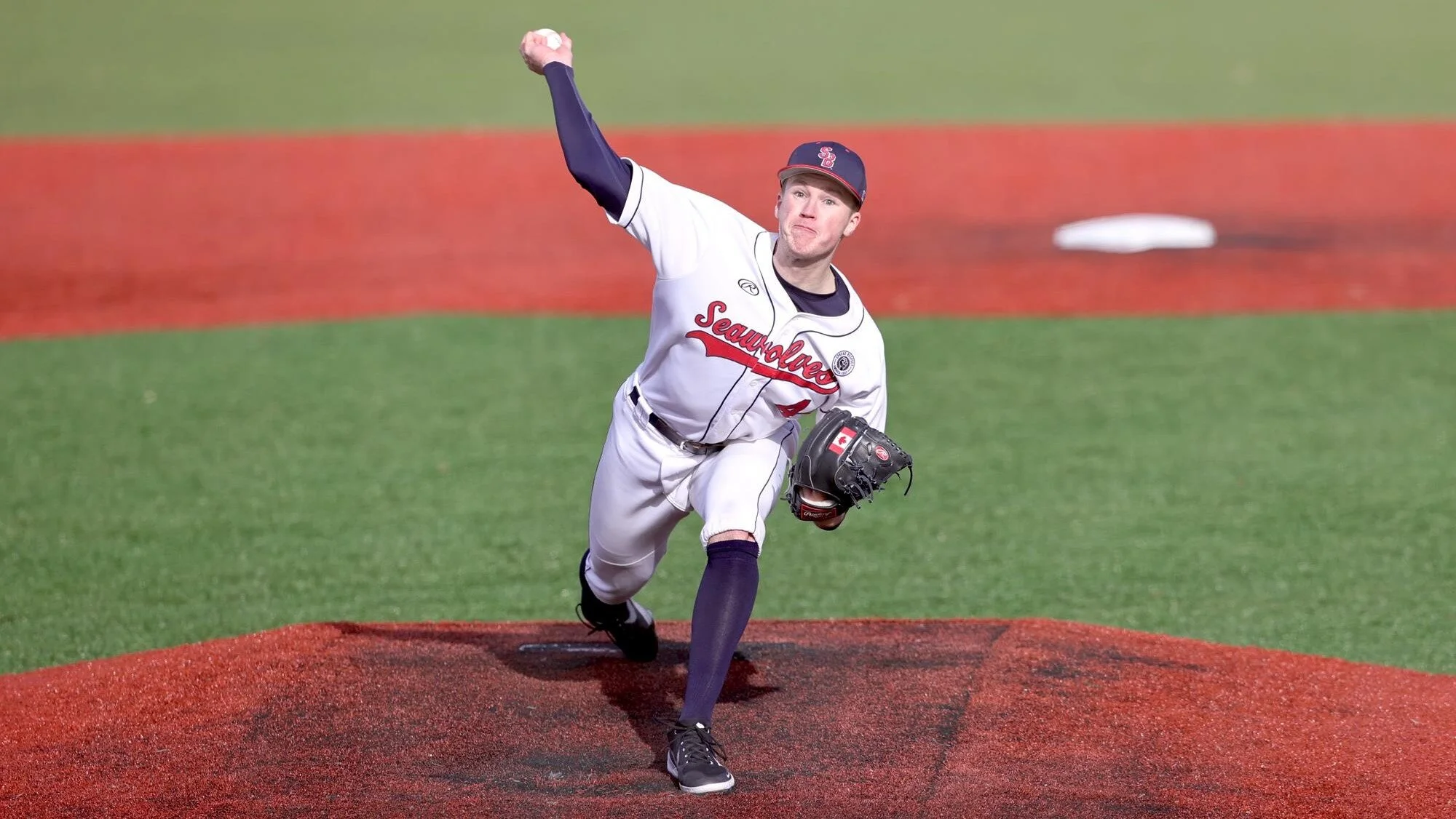 Ontario Terriers alum Sam Turcotte (Toronto, Ont.) has a 1.87 ERA and 45 strikeouts in 43 1/3 innings for the Stony Brook Seawolves this season. Photo: Stony Brook Athletics