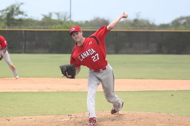 Left-hander Travis Seabrooke (Peterborough, Ont.) hurled two scoreless innings in relief for the Winnipeg Goldeyes in their 5-3 loss to the Sioux Falls Canaries on Wednesday. Photo: Baseball Canada