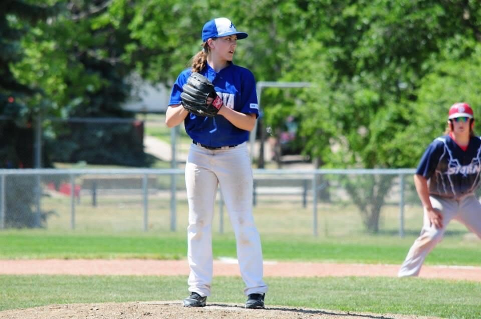 Paige Wakefield (St. Albert, Alta.) gets ready to throw a pitch for Baseball Alberta. Photo Supplied.