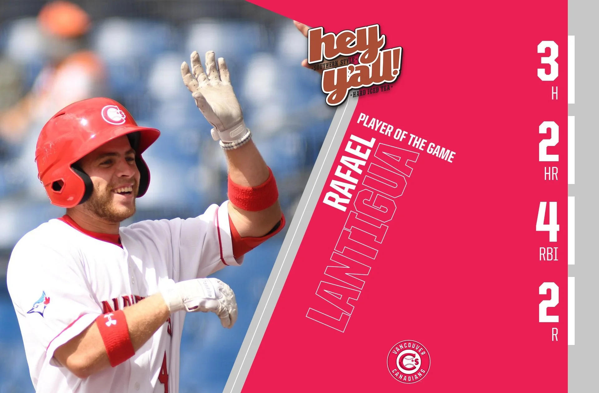 Lantigua's two HRs lead Canadians to series split