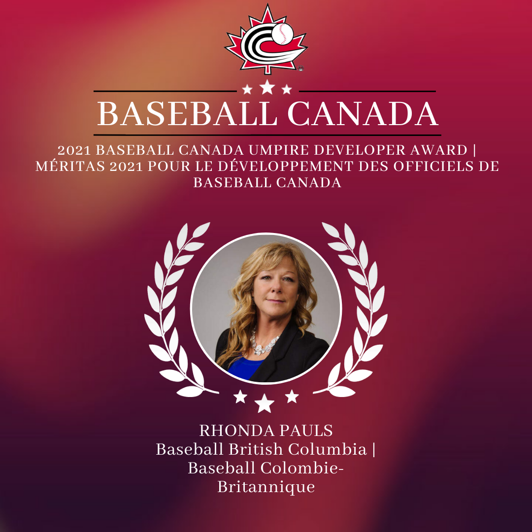 Rhonda Pauls recognized with 2021 Baseball Canada Umpire Developer Award