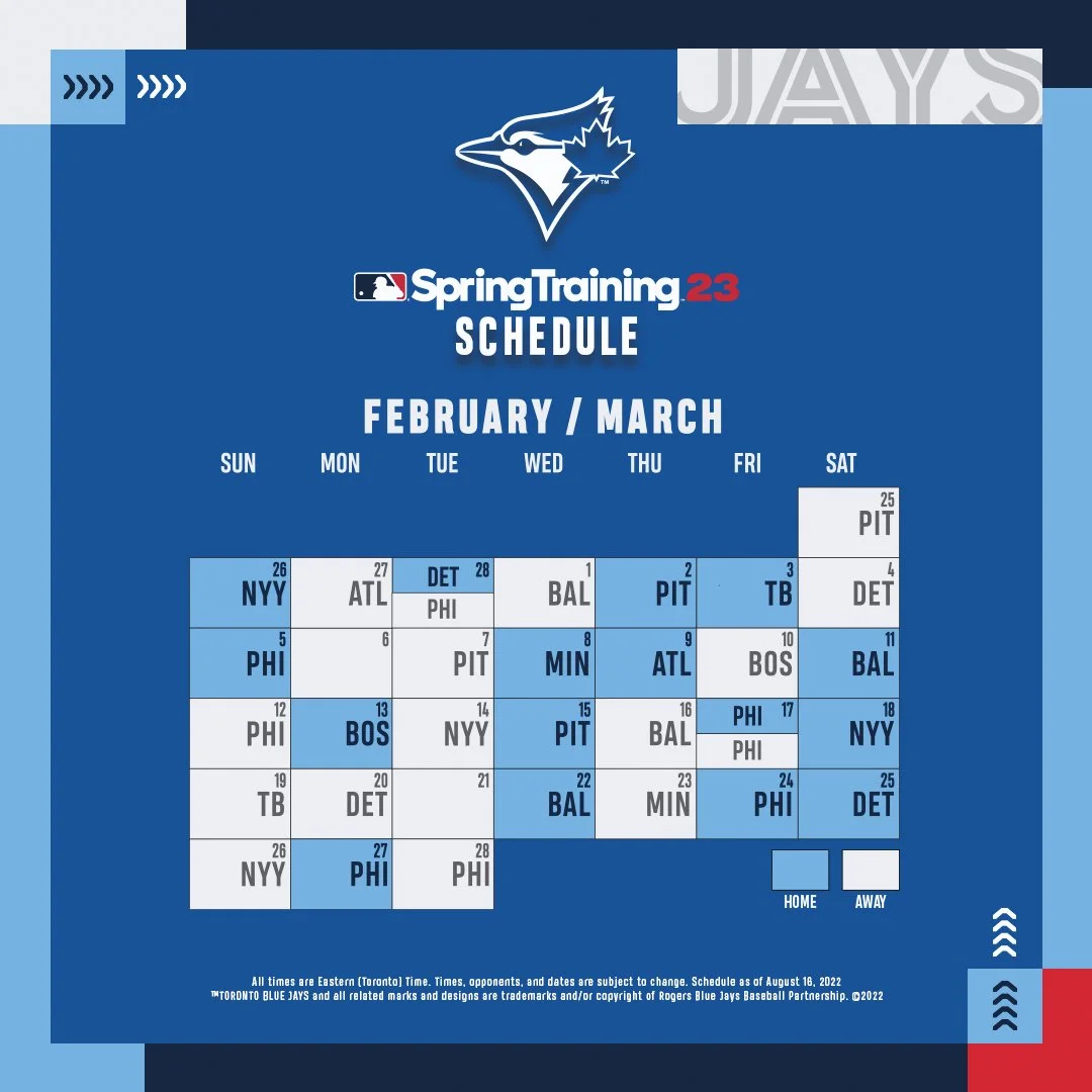 Blue Jays unveil 2023 spring training schedule