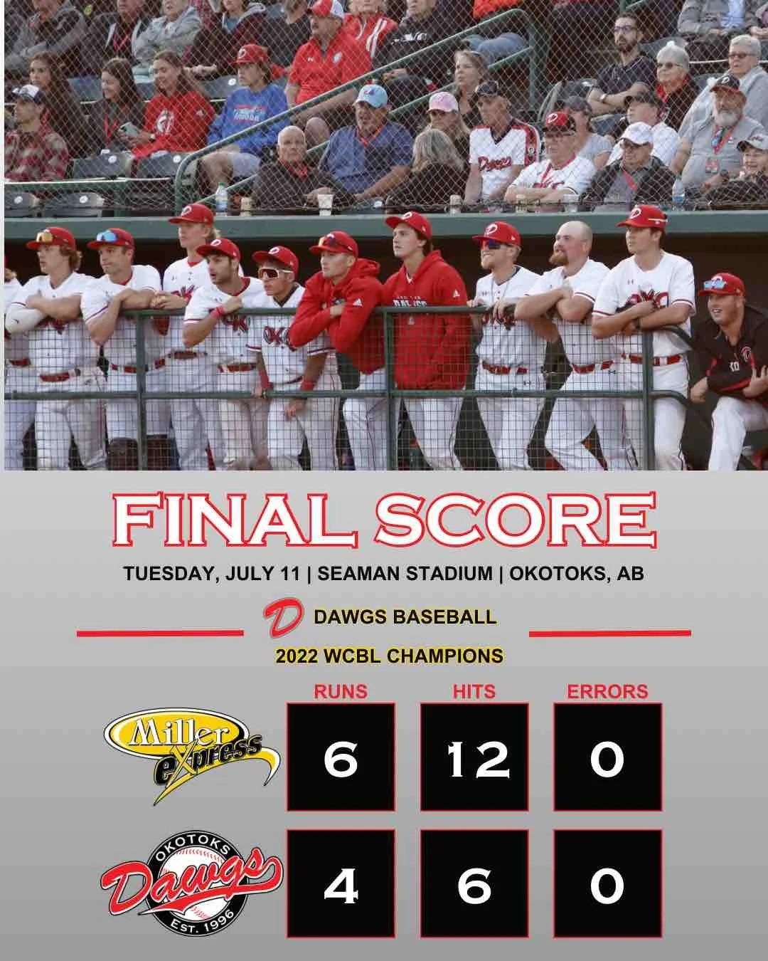 Dawgs lose 6-4 to Miller Express
