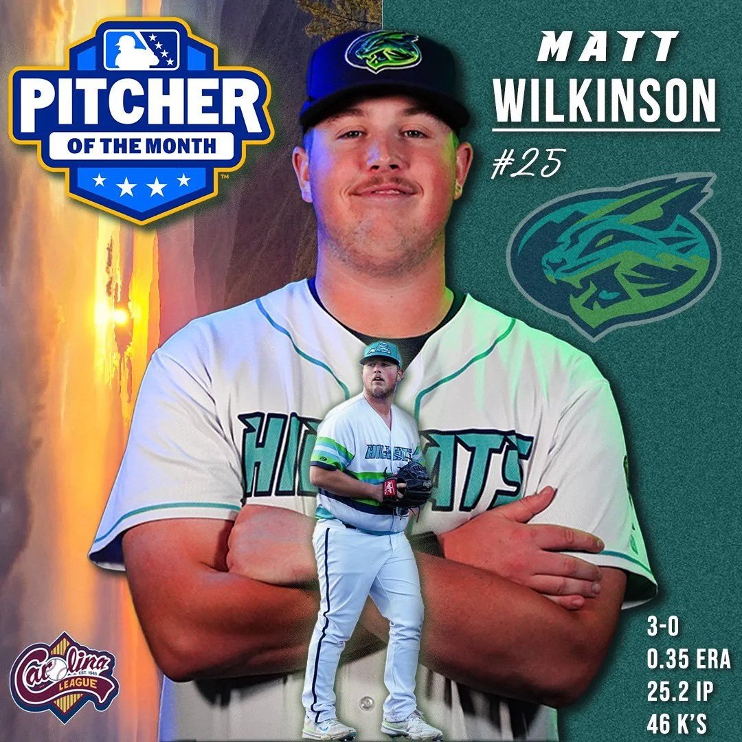 Wilkinson named Carolina League Pitcher of the Month