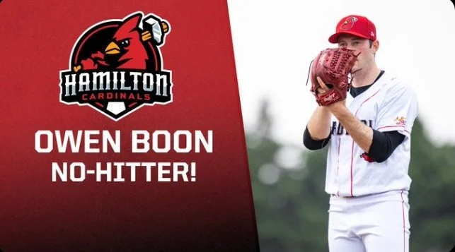 Boon throws no-hitter for IBL's Hamilton Cardinals