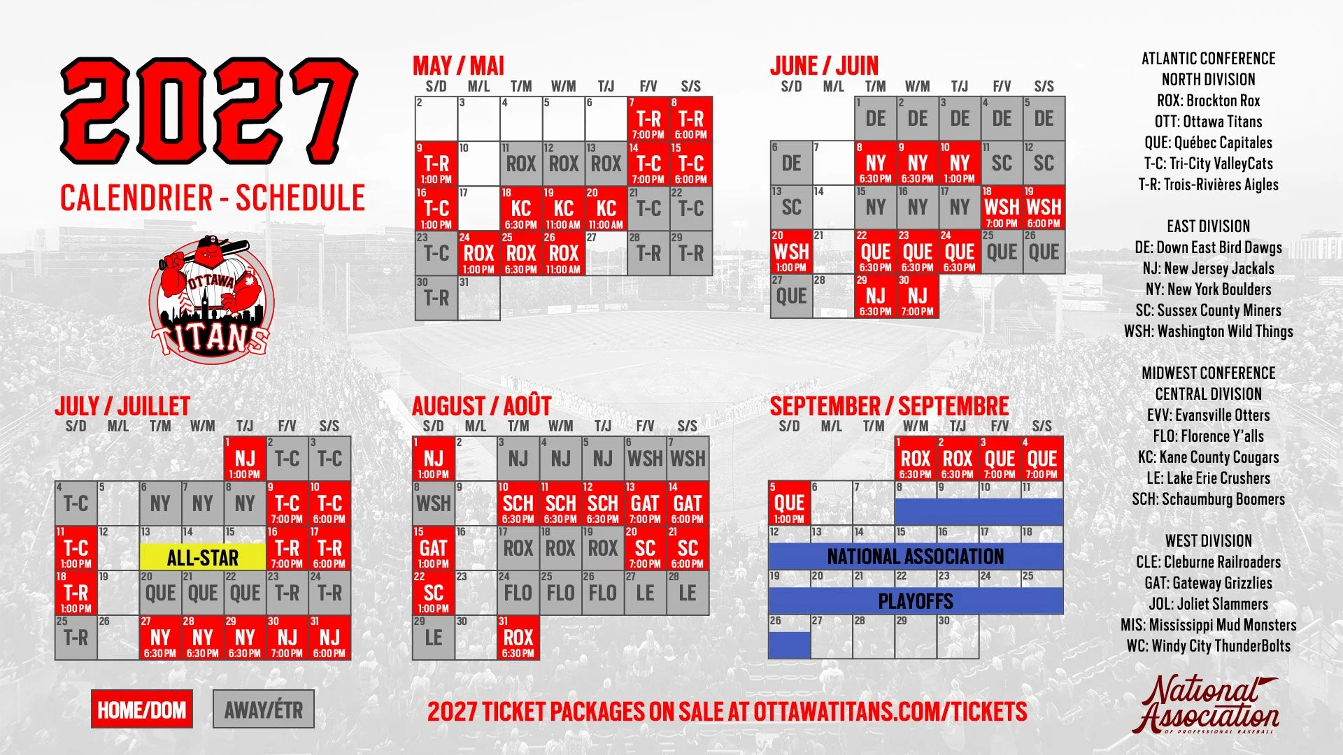 Ottawa Titans unveil 2027 schedule