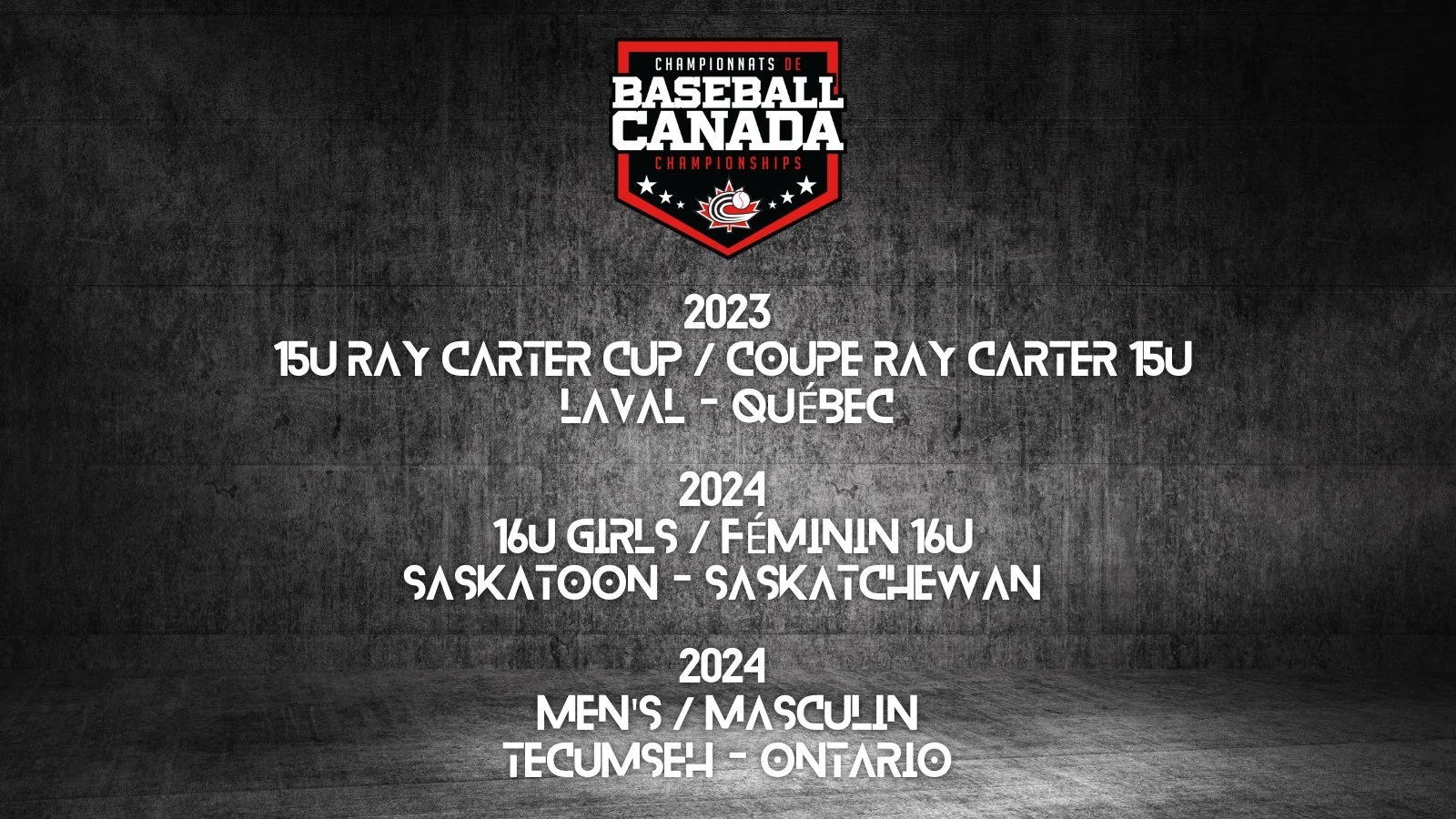 National Championships Laval, Saskatoon and Tecumseh awarded championship events — Canadian National Championships Laval, Saskatoon and Tecumseh awarded championship events — Canadian