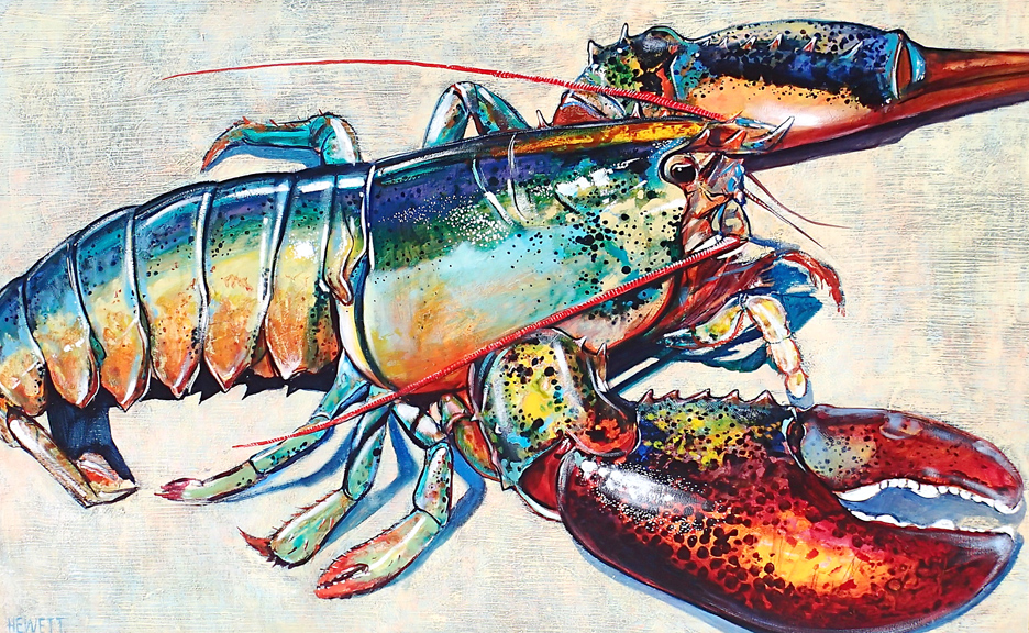 Lobster Painting by Scott Hewett-Acrylic on Canvas-30x48inches