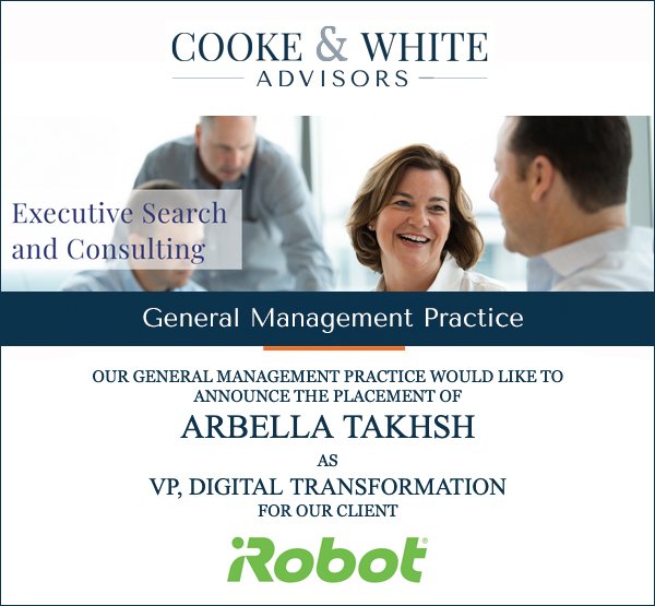 Cooke & White Search Announcement: Arbella Takhsh - iRobot