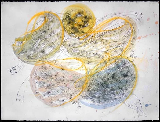 DALE CHIHULY NIIJIMA DRAWING, 1989 PENCIL AND ACRYLIC ON PAPER 30 X 22"