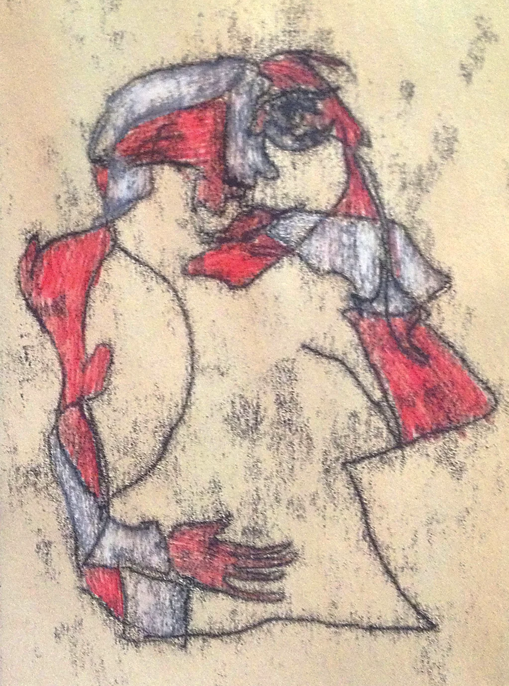 A Blind contour monoprint from an 8th grade student.