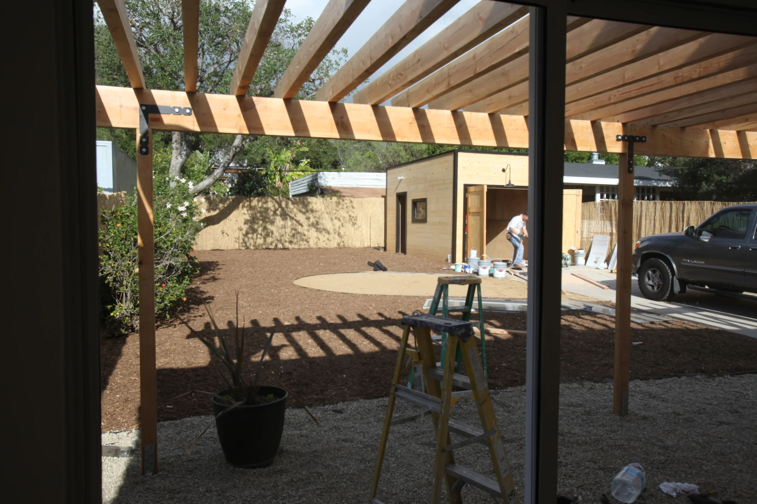 backyard + garage