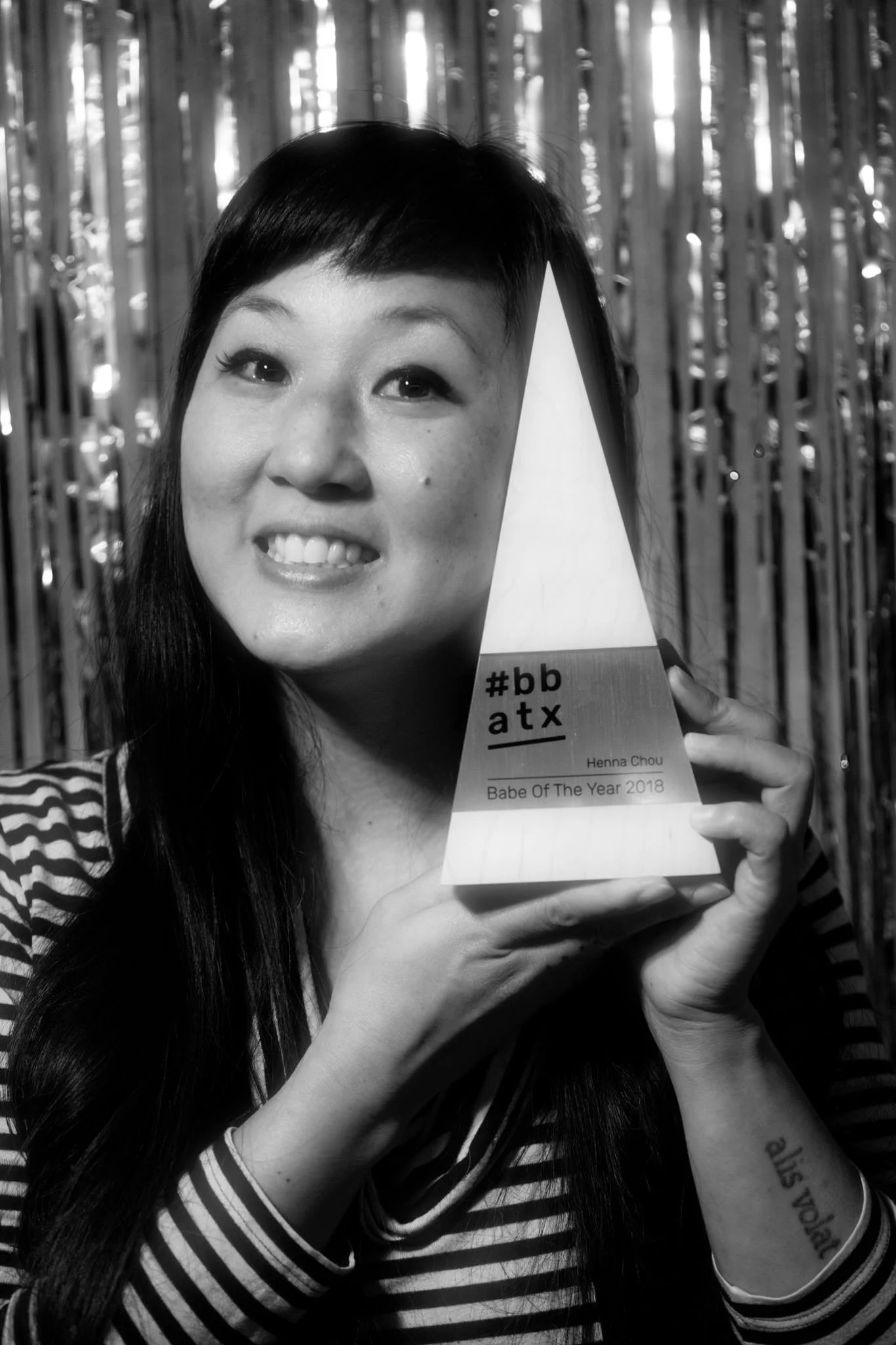 Henna Chou (pictured) with her custom Babe of the Year trophy by Trophyology . Photo by Jinni J