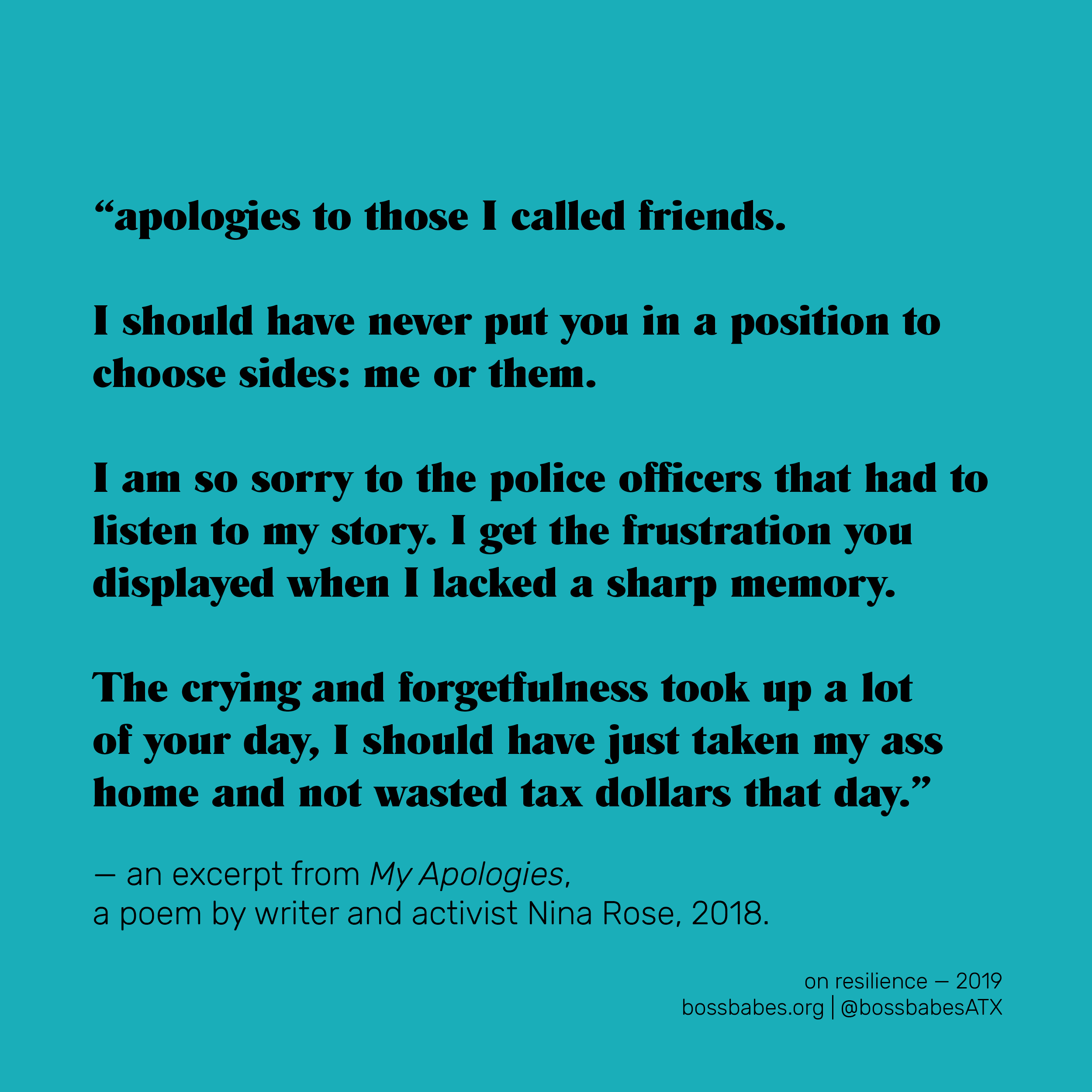 On Society's Treatment of Survivors: A Not So Sorry Poem By Nina Rose