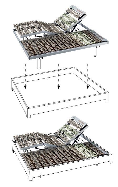 Standalone Axel Bloom Suspension with feet dropped into a bed frame