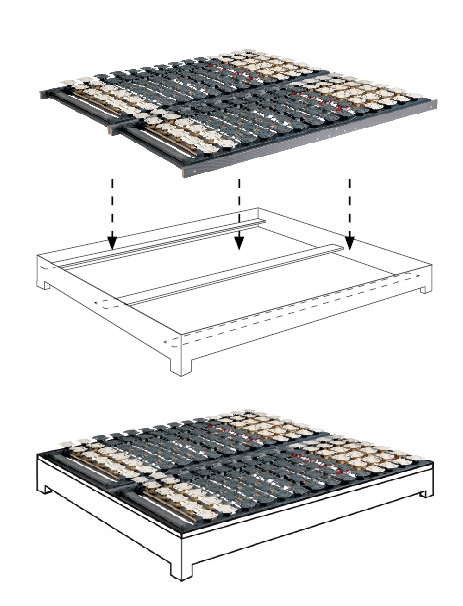 Axel Bloom Suspension with ledges placed into bed frame