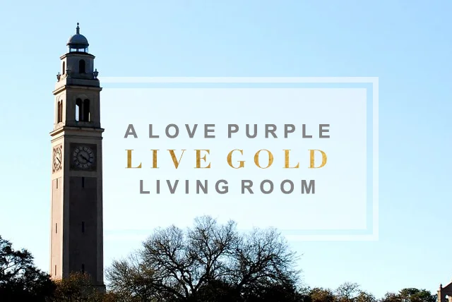 A LOVE PURPLE, LIVE GOLD LIVING ROOM