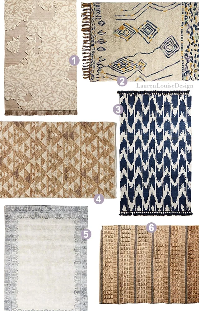 1 | Pangea Rug , 2 | Mengaso Rug , 3 | Silk Ikat Rug , 4 | Woven Arrowhead Rug , 5 | Melati Rug , 6 | Kusari Rug