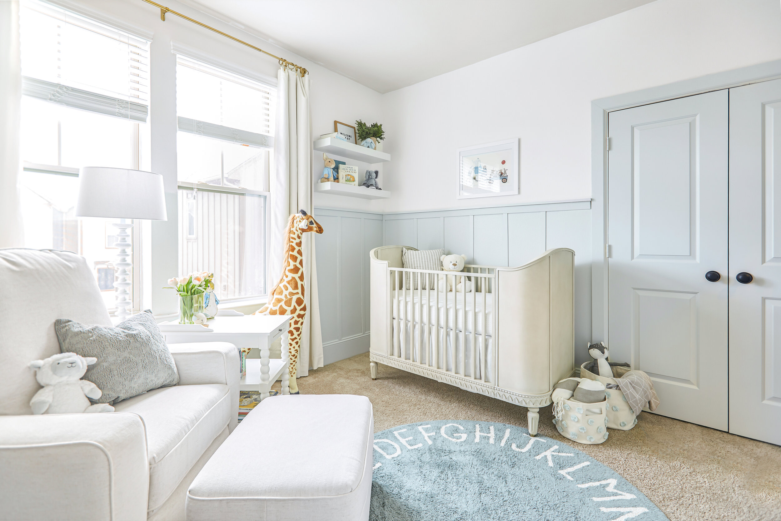 Soft blue nursery for baby boy