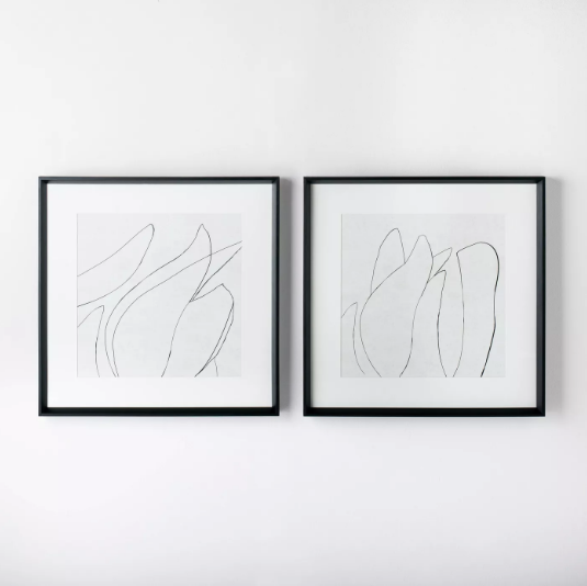 Pair of Black Frames with Art