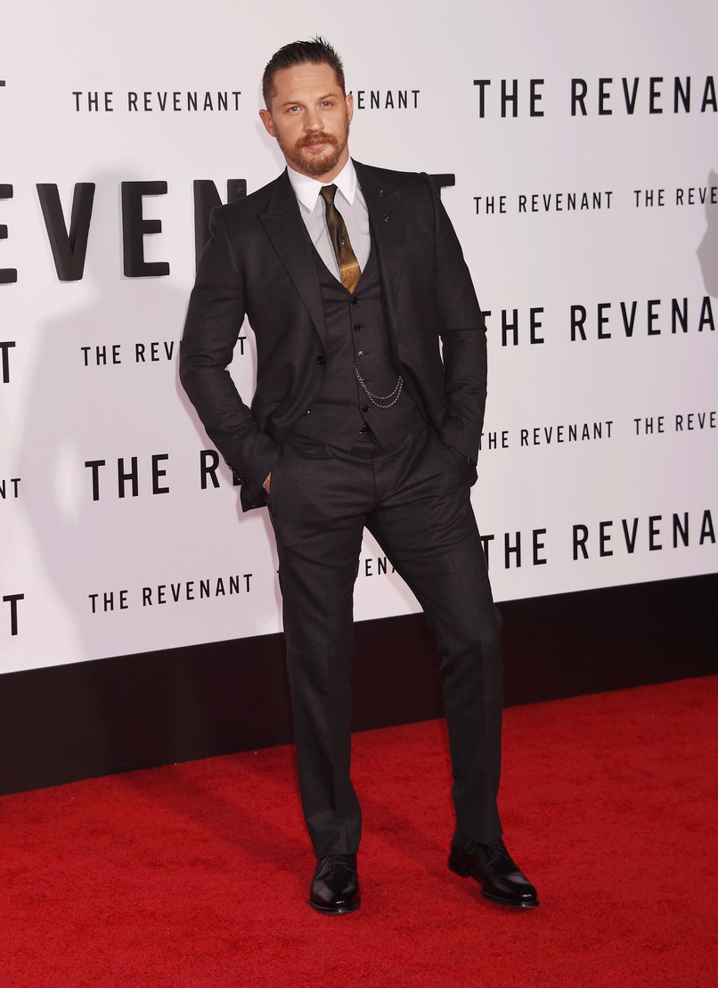 Tom Hardy at The US premier of "The Revenant" in custom "Gucci"
