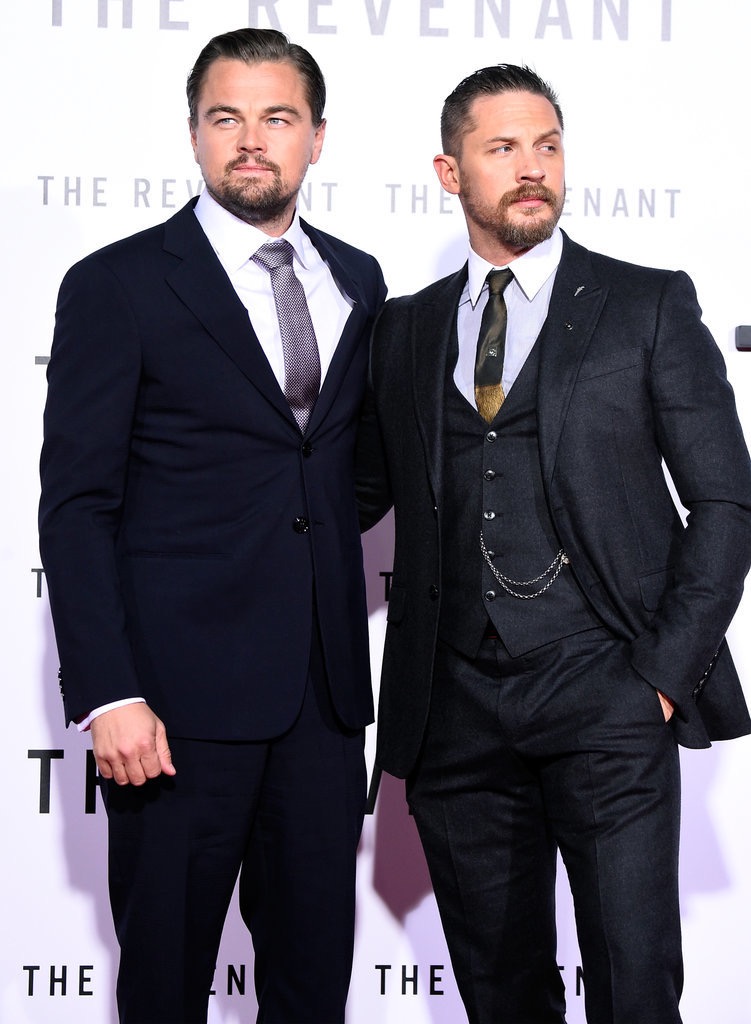 Tom Hardy wears custom Gucci to the U.S. premiere of "The Revenant"