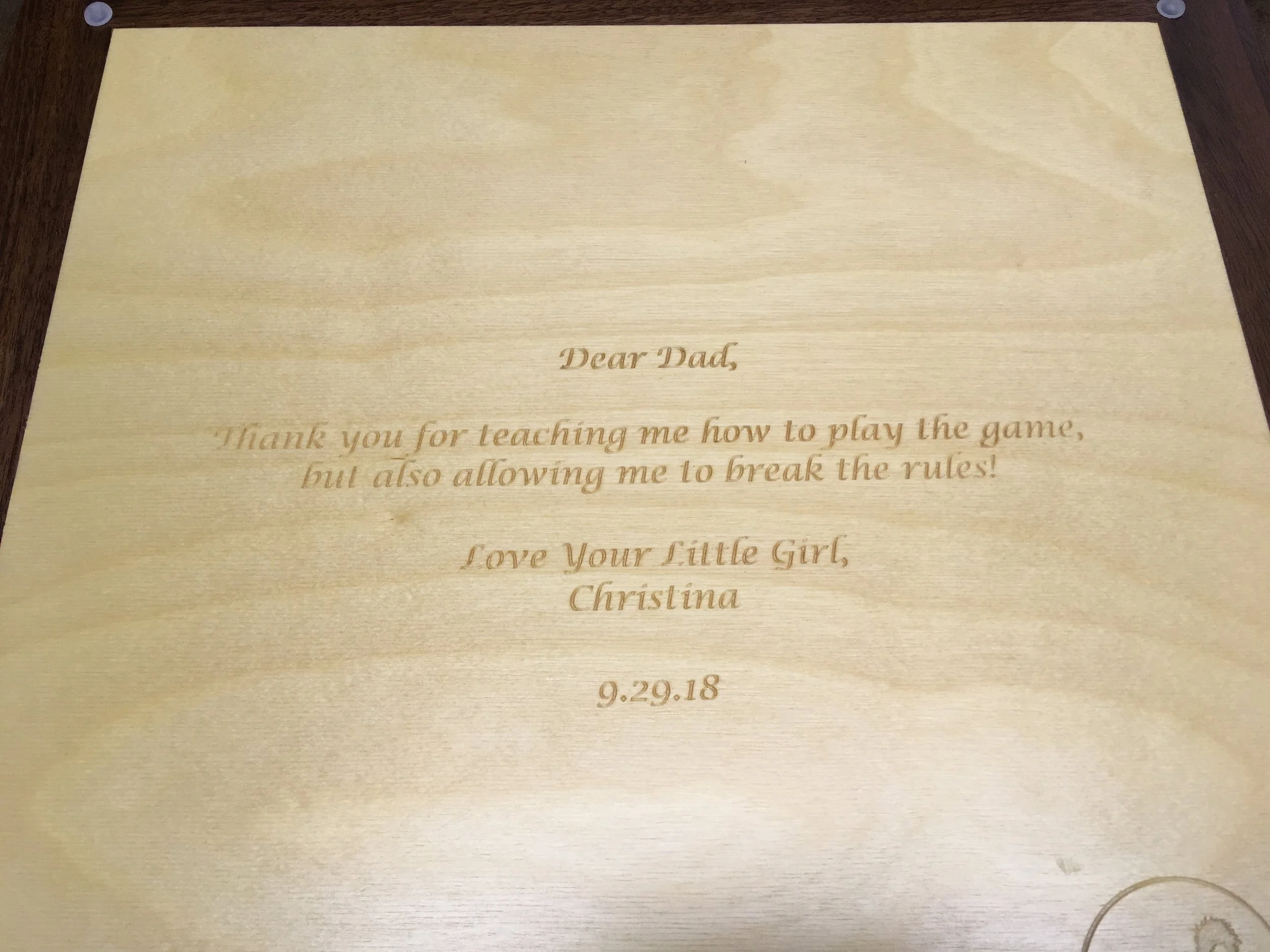 Custom engraved wooden chess board