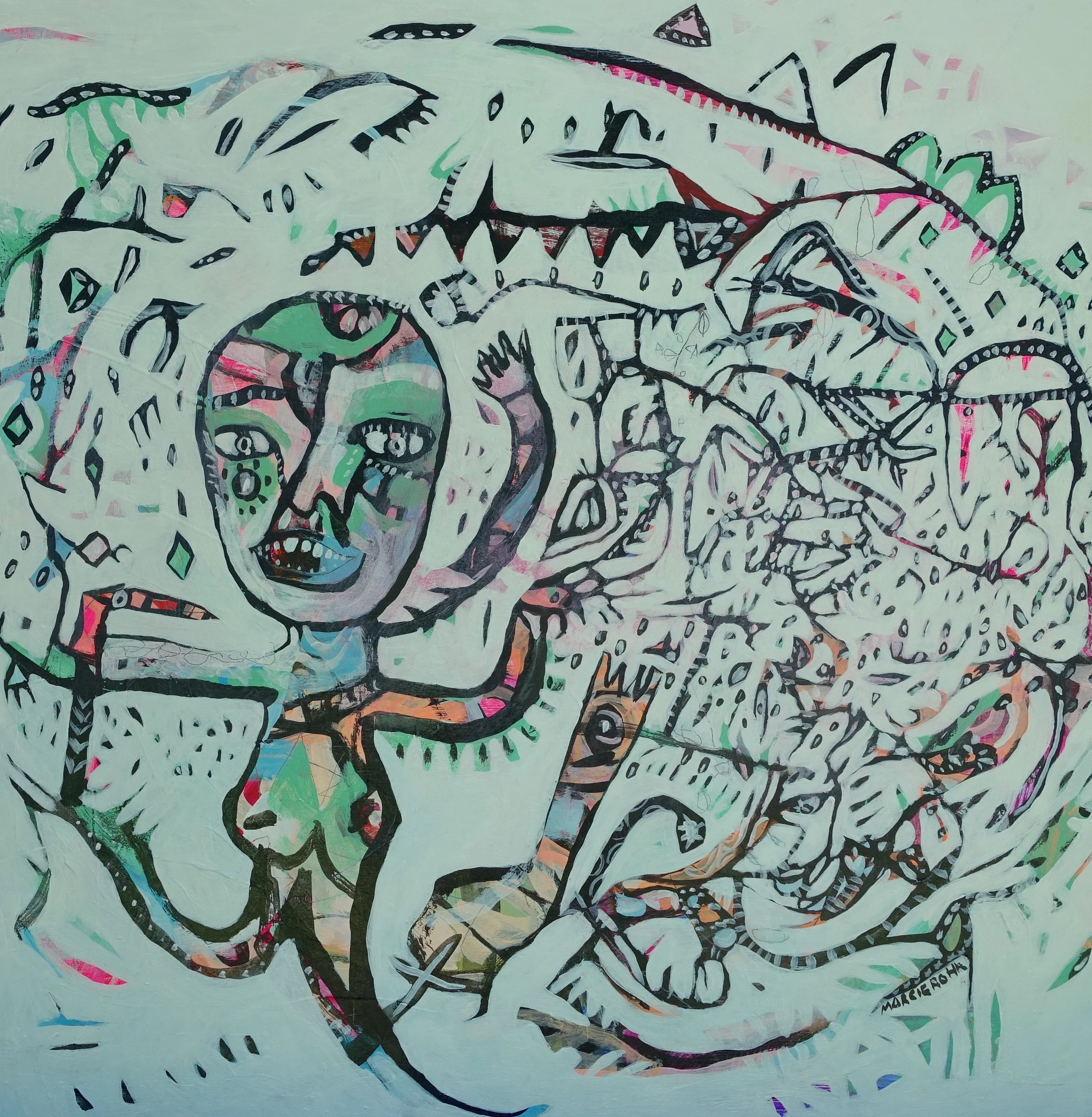 Wild Dancing Lady Marcie Rohr, 2016 24" x 24" acrylic on birch panel sold