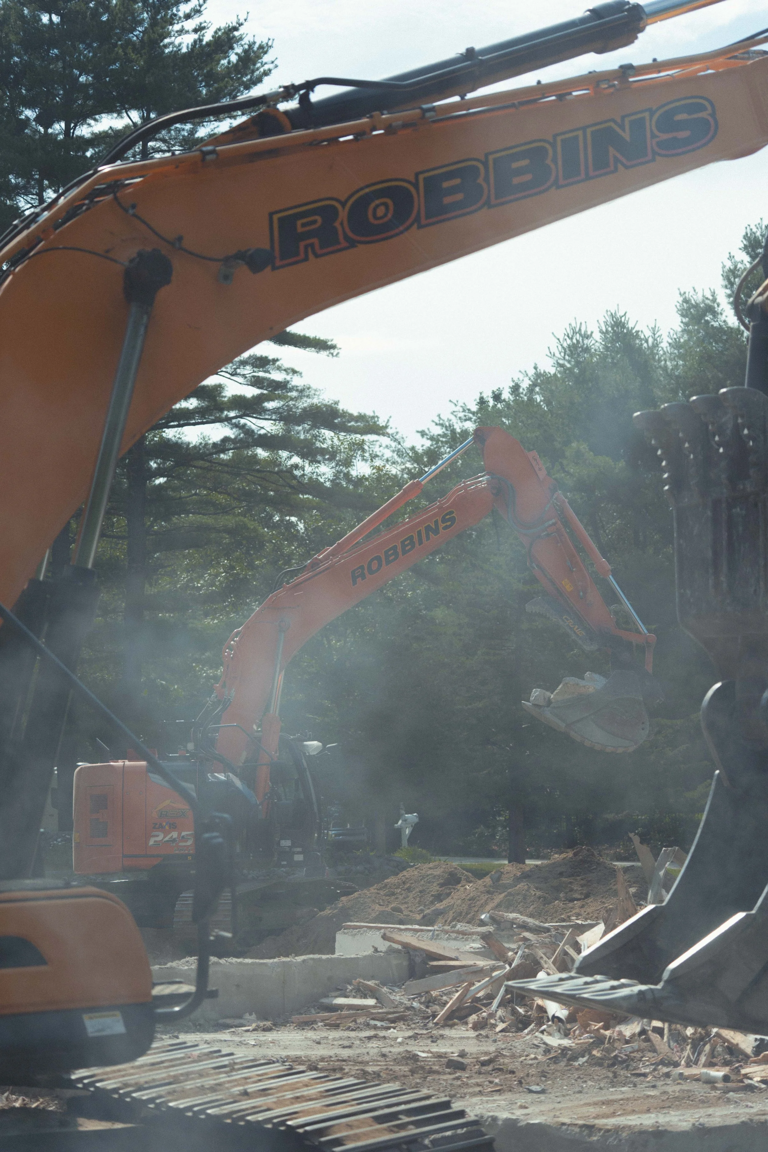 excavator arms on construction site