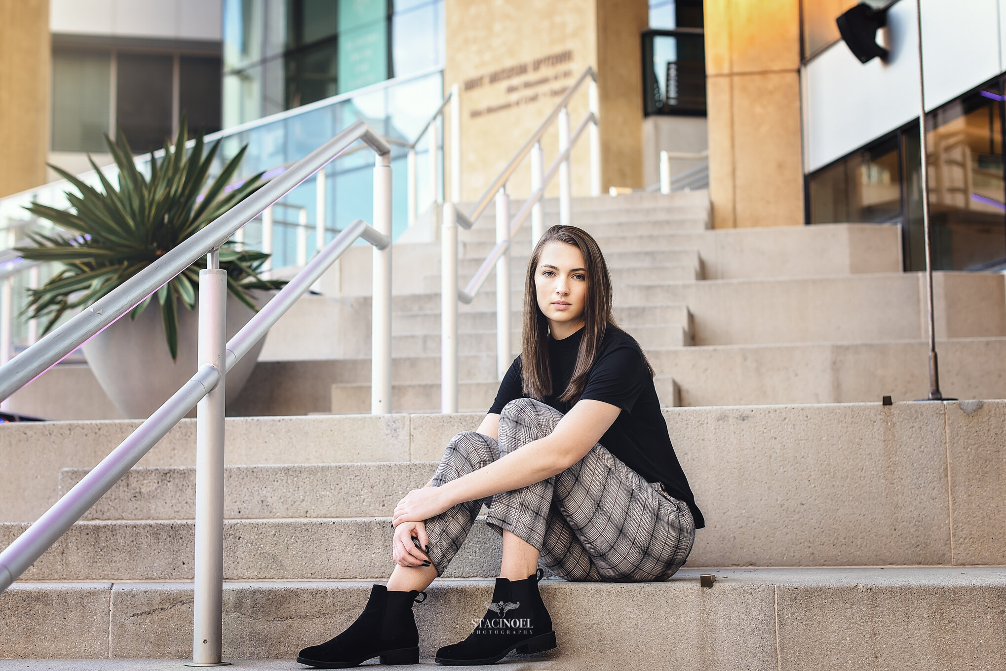  Staci noel photography photographs hickory ridge senior girl for senior portraits outside in uptown Charlotte near mint museum  