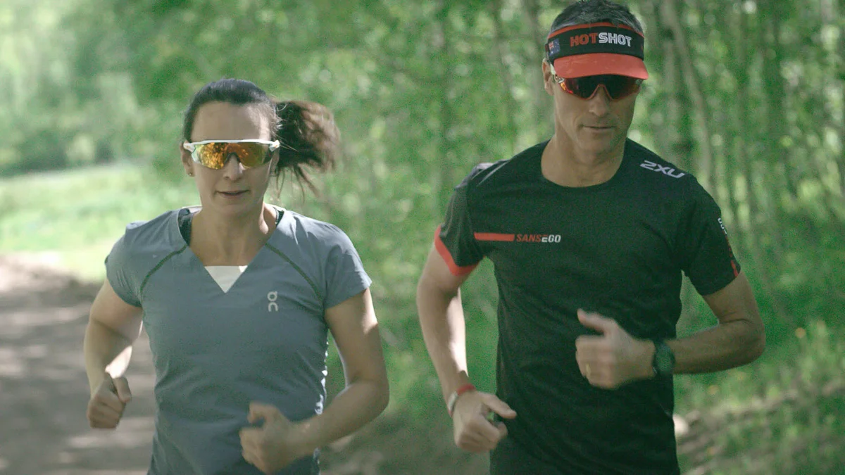 Rachel Joyce and Craig Alexander (Crowie) mapping out the best routes in Park City, Utah.