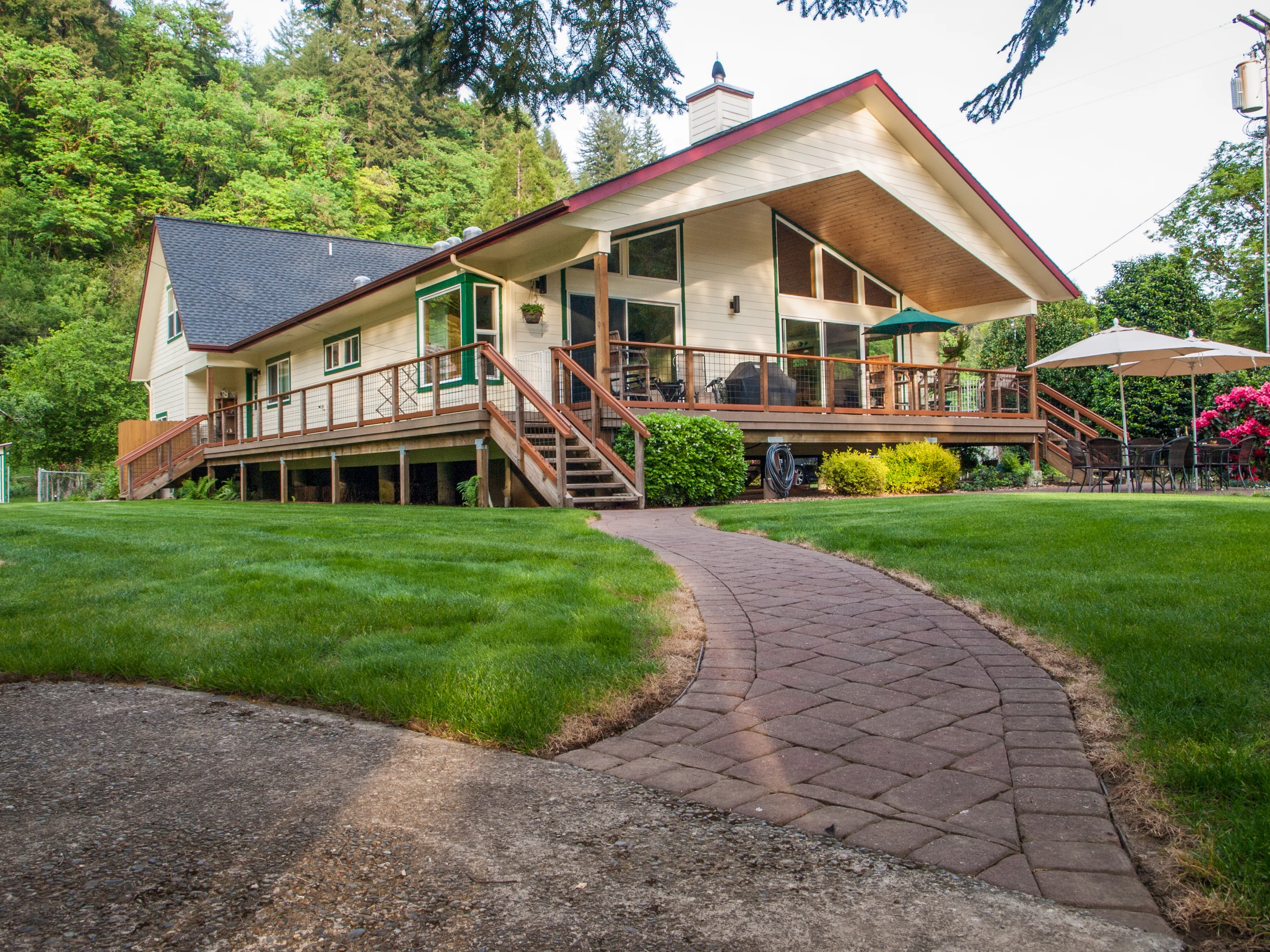 A view of the house from the backyard garden.