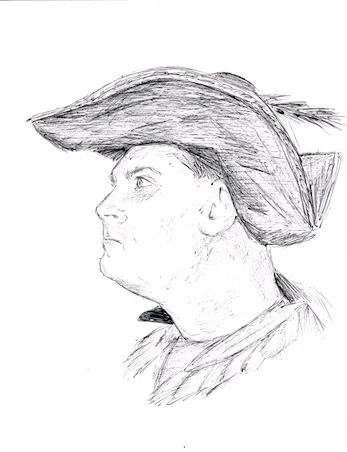 Mike Funt of theatre troupe Four Clowns, drawn for Cavern of Whimsy #5. (Four Clowns had to reschedule for a later month and Mike ended up not performing; a shame, because this was one of my favorite sketches.)