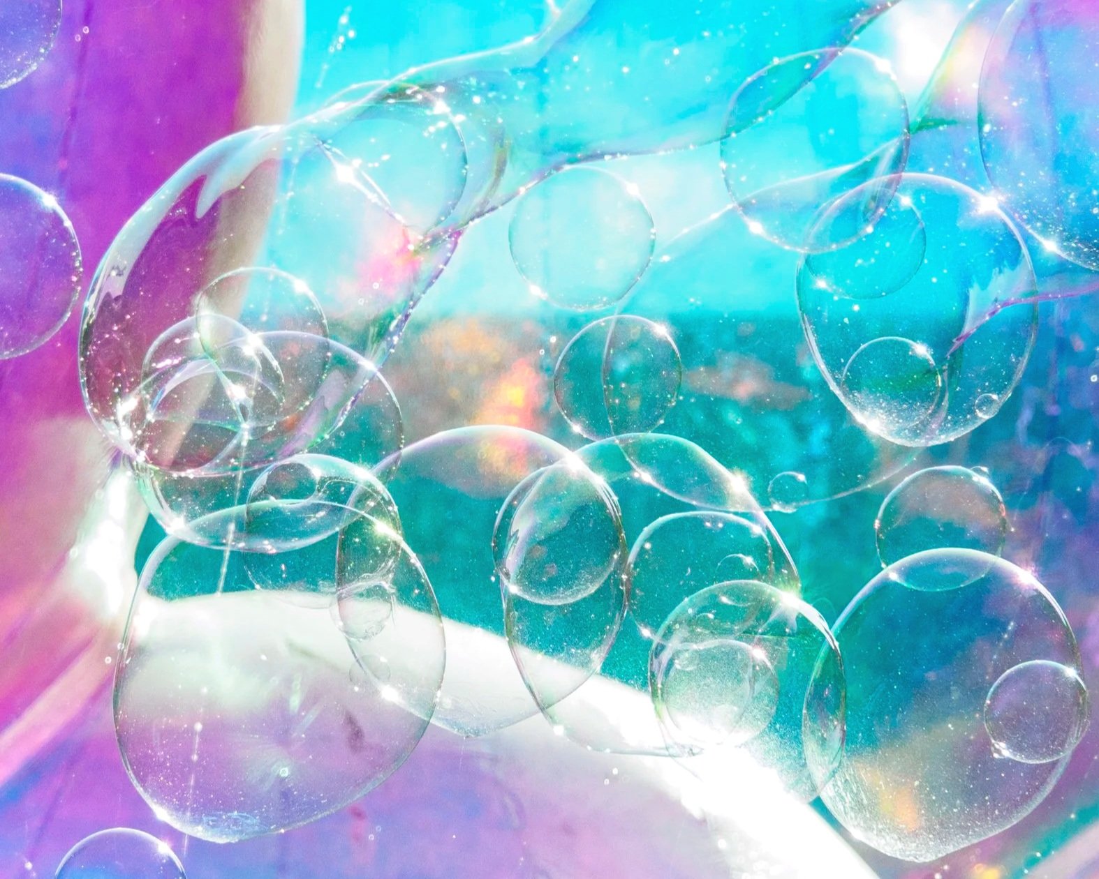 brightly colored photo of bubbles