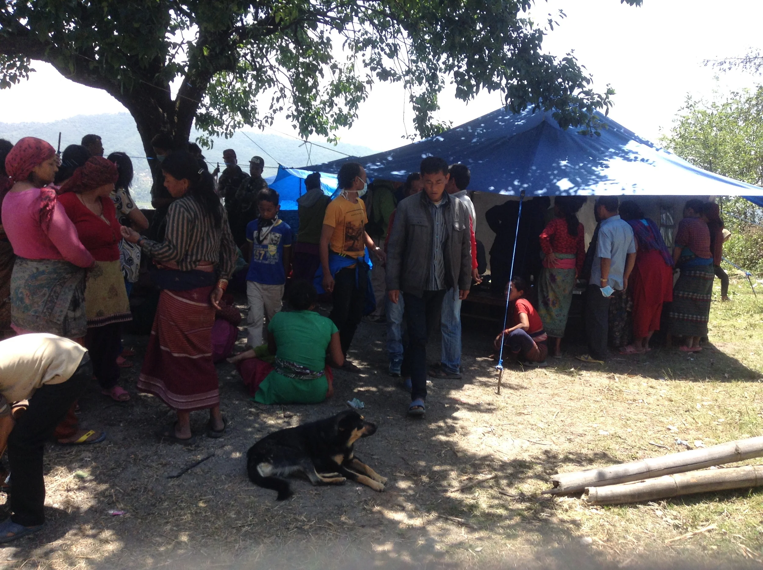 Distribution and registration tent at the Sankhu Relief center.