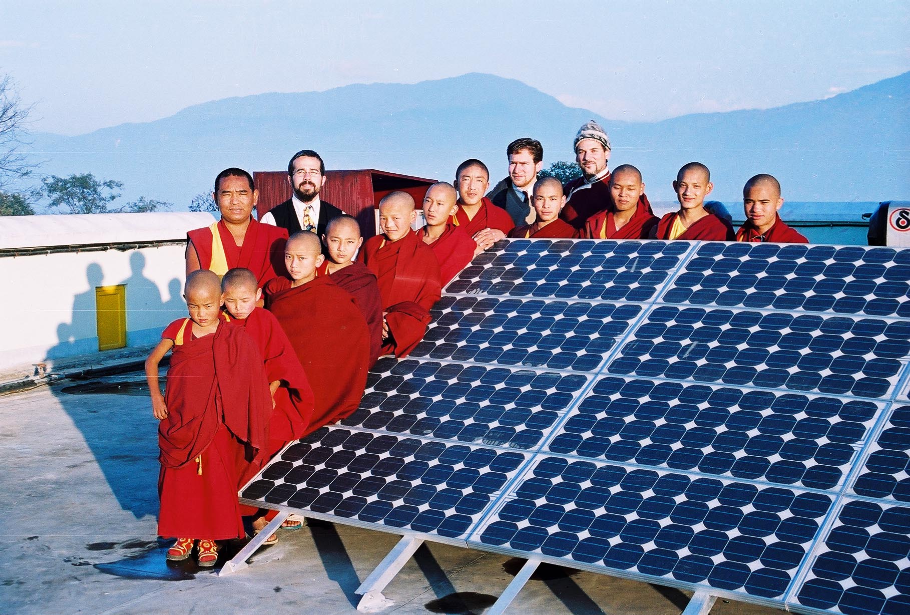 Lama Rangbar with Kopon Monks and solar array