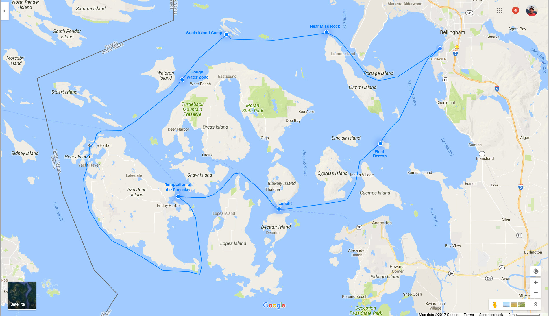 Click to enlarge for notable reference points noted in my trip report. 
