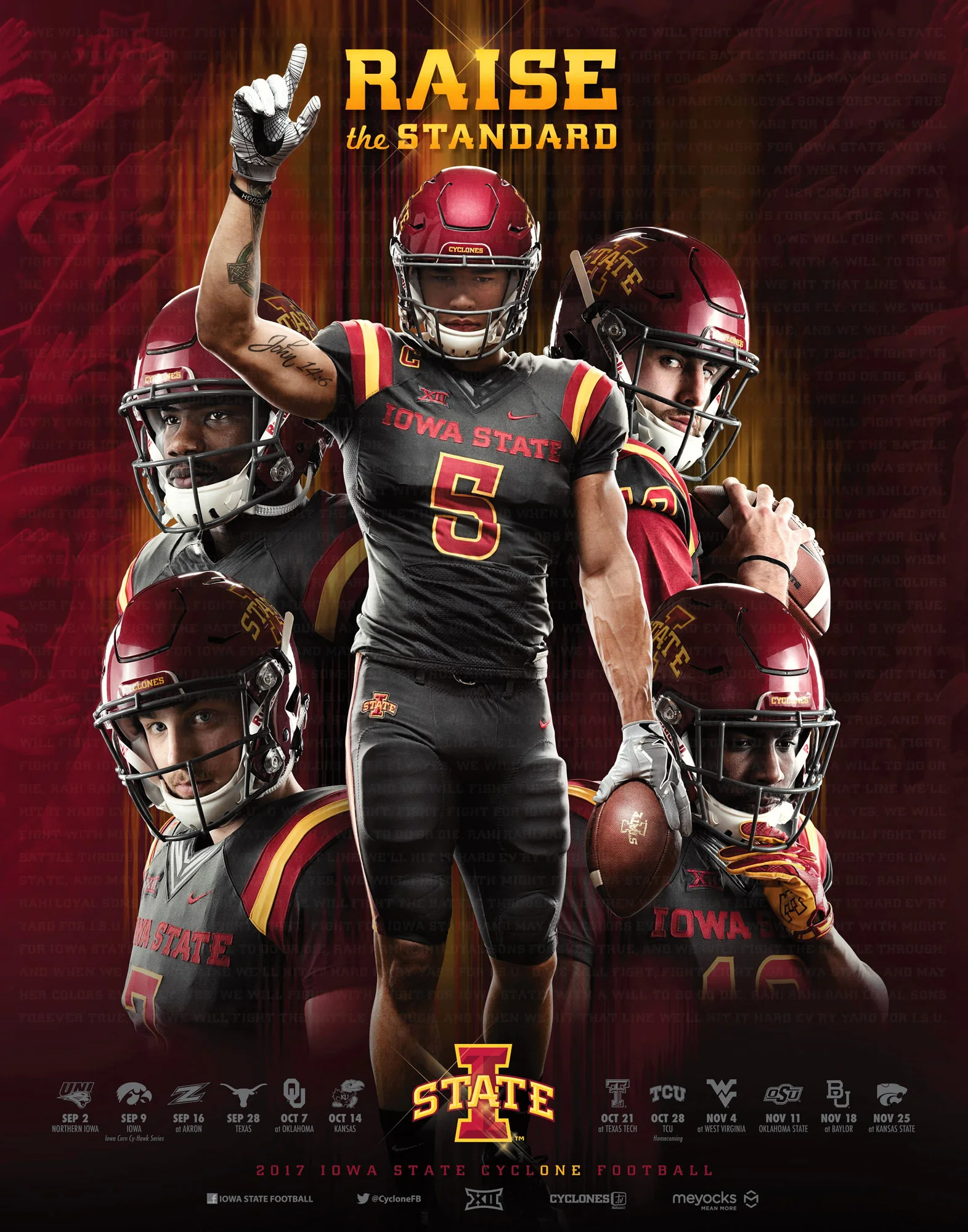 Alan Lazard featured on 2017 Iowa State Cyclones Football schedule poster - Raise The Standard